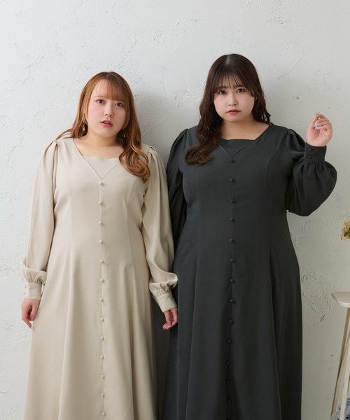 Louiosy（ルオシー） ワンピース 「大きいサイズ」ボタンデザイン