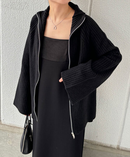 「COLLAGE GALLARDAGALANTE」 ニットカーディガン FREE ブラック レディースの画像2