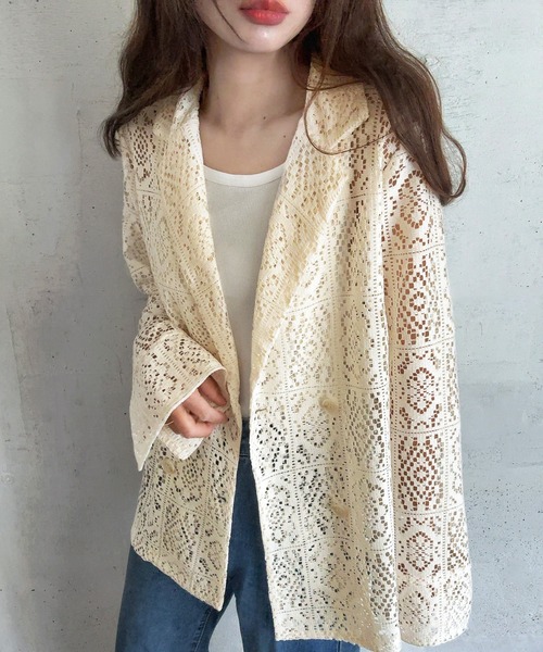 「LAUIR」 長袖シャツ MEDIUM アイボリー レディース_画像5