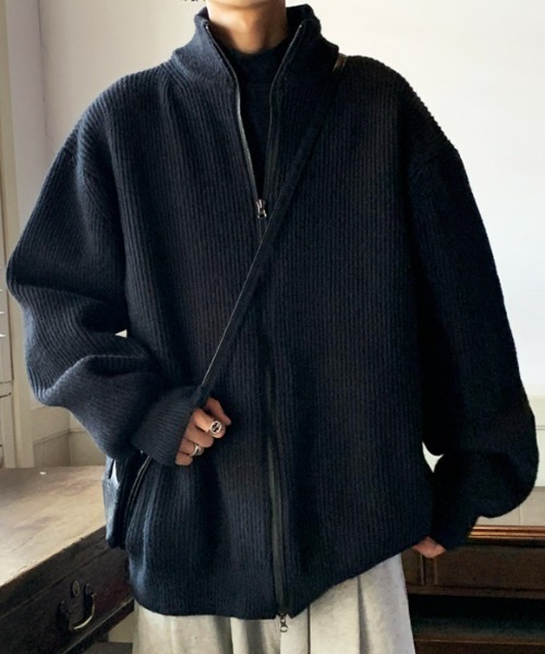 「link lot」 ニットカーディガン M ブラック メンズ_画像8