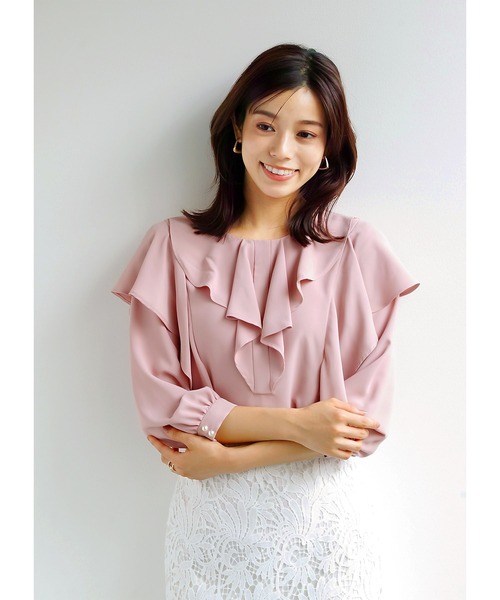 「WHITE JOOLA」 長袖ブラウス M ブルーグレー レディース_画像2