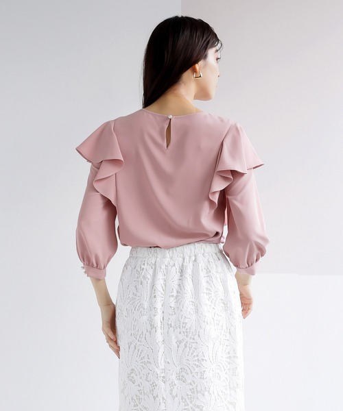 「WHITE JOOLA」 長袖ブラウス M ブルーグレー レディース_画像3