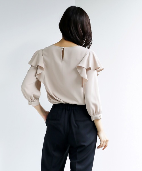「WHITE JOOLA」 長袖ブラウス M ブルーグレー レディース_画像7