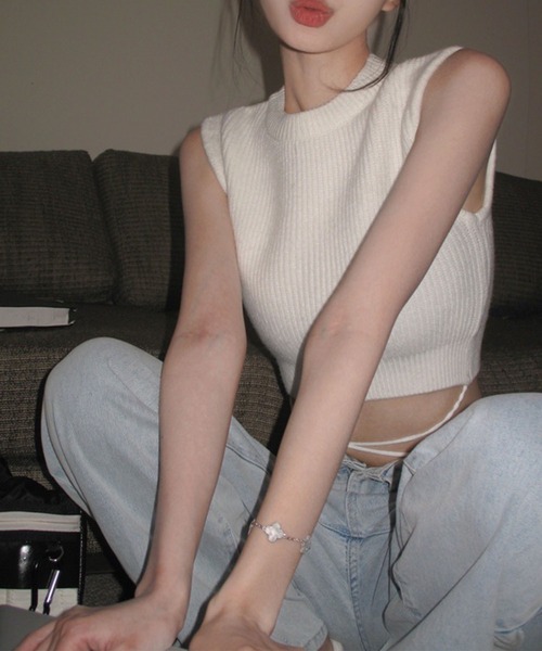 「GLAMOROUS JANE」 ノースリーブニット FREE ホワイト レディース_画像9