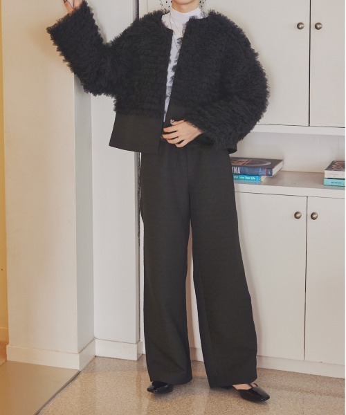 「PERNA」 ノーカラージャケット FREE ホワイト レディース_画像2