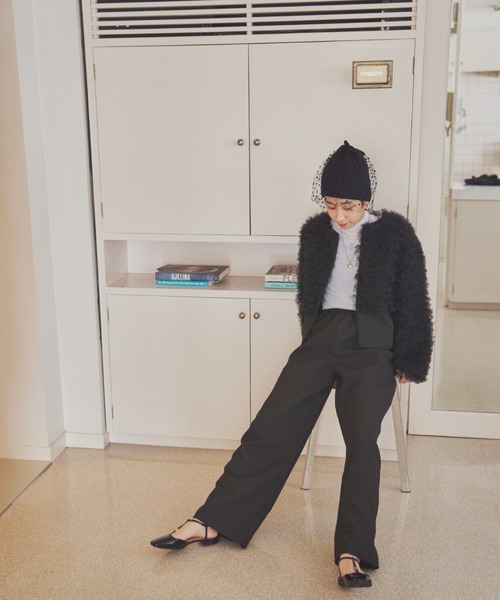 「PERNA」 ノーカラージャケット FREE ホワイト レディース_画像3