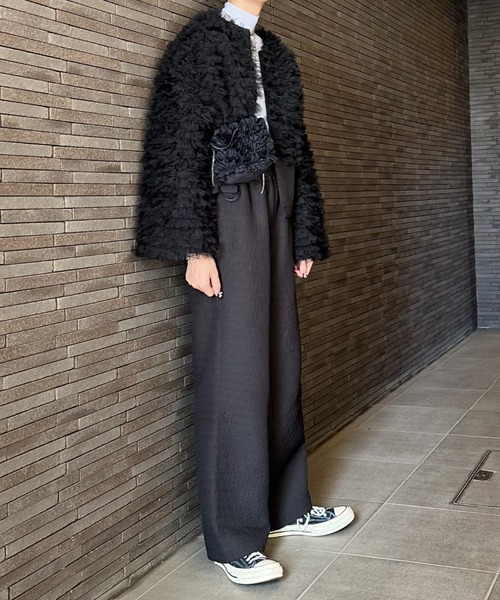 「PERNA」 ノーカラージャケット FREE ホワイト レディース_画像6