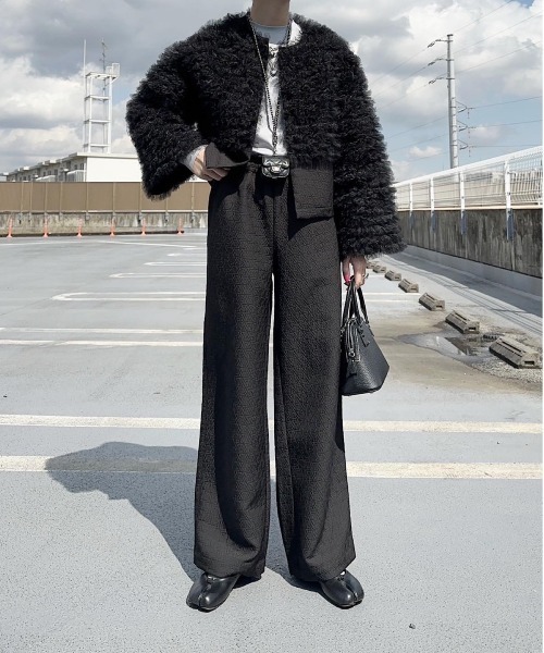 「PERNA」 ノーカラージャケット FREE ホワイト レディース_画像8