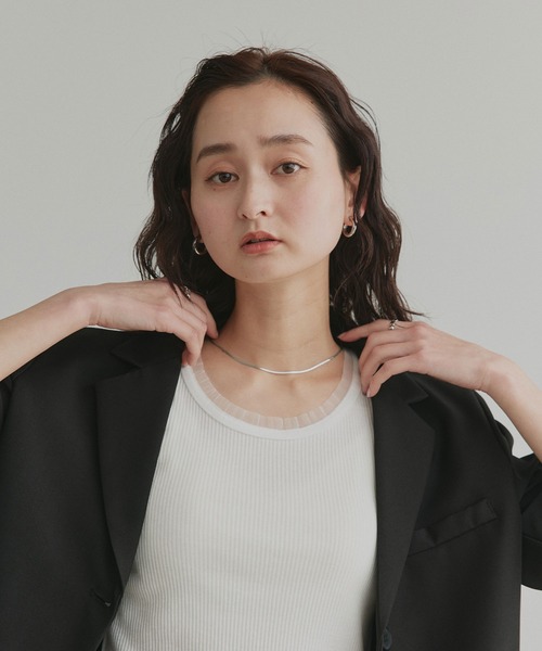ad thie（アドティエ） タンクトップ ノースリーブ チュール リブ
