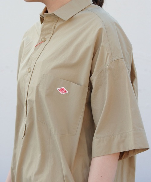 【美品】DANTON ダントンシャツワンピース ストライプ 長袖 36 ベージュ Danton（ダントン） シャツワンピース 36 ベージュ レディース