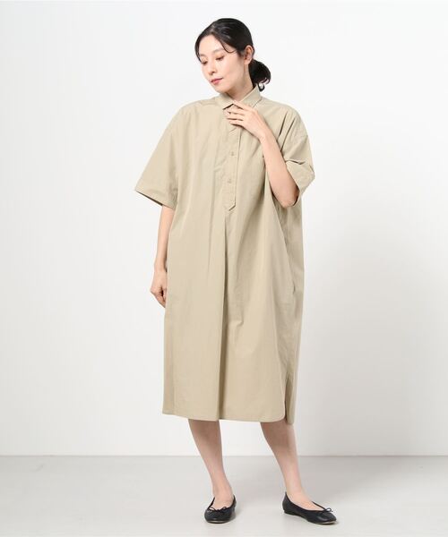 【美品】DANTON ダントンシャツワンピース ストライプ 長袖 36 ベージュ Danton（ダントン） シャツワンピース 36 ベージュ レディース