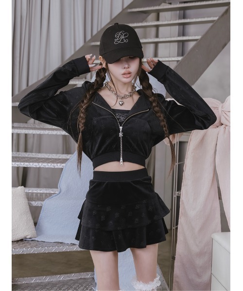 定価以下‼️ダーリッチ シグネチャーDRベロアベアトップ&フーディー ブラック新品 Darich（ダーリッチ） シグネチャーDRベロアベアトップ＆フーディー