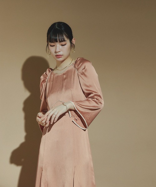 「niana」 長袖ワンピース M オレンジ レディースの画像