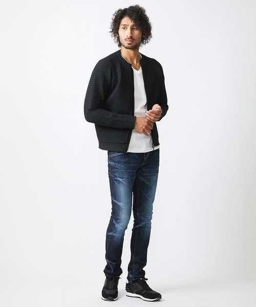 「MICHEL KLEIN HOMME 」 ニットカーディガン MEDIUM ブラック メンズ_画像8