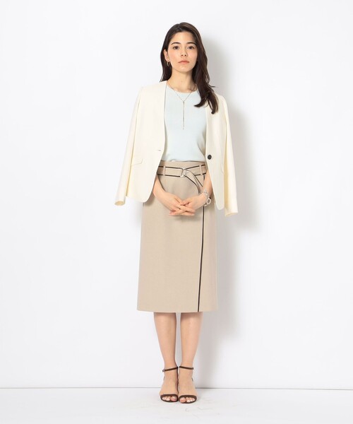 「NOLLEY'S」 ノーカラージャケット 40 チャコールグレー レディース_画像2