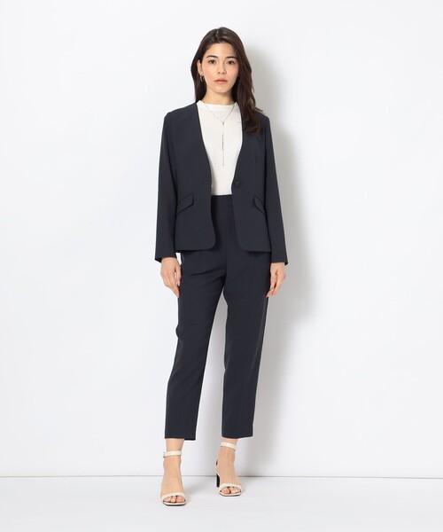 「NOLLEY'S」 ノーカラージャケット 40 チャコールグレー レディース_画像9