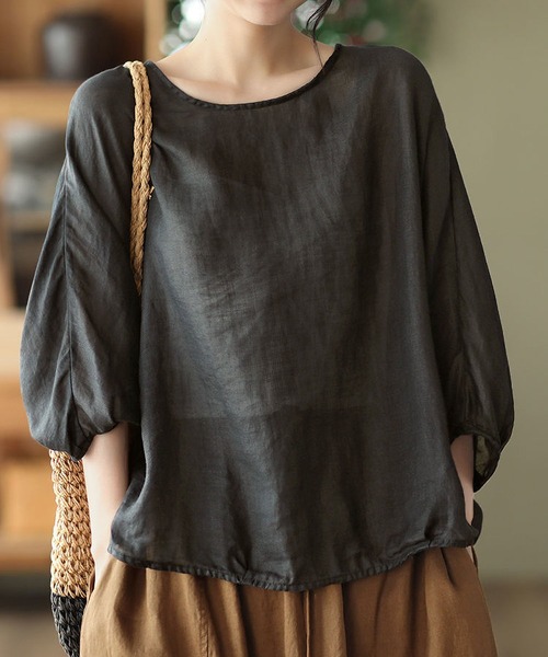 「BLANC FICELLE」 7分袖ブラウス X-LARGE ベージュ レディース_画像7