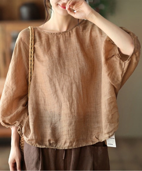 「BLANC FICELLE」 7分袖ブラウス X-LARGE ベージュ レディース_画像9