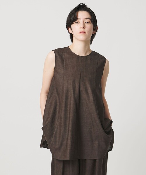 ブラウス シャツ 「MARW UNITED ARROWS」フレア ノースリーブ ブラウス UVカット・接触冷感 レディースの画像