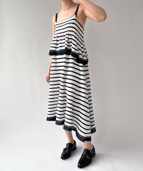 ワンピース 「ODAKHA / オダカ」asymmetry striped seemles dress | ODAKHA | 03