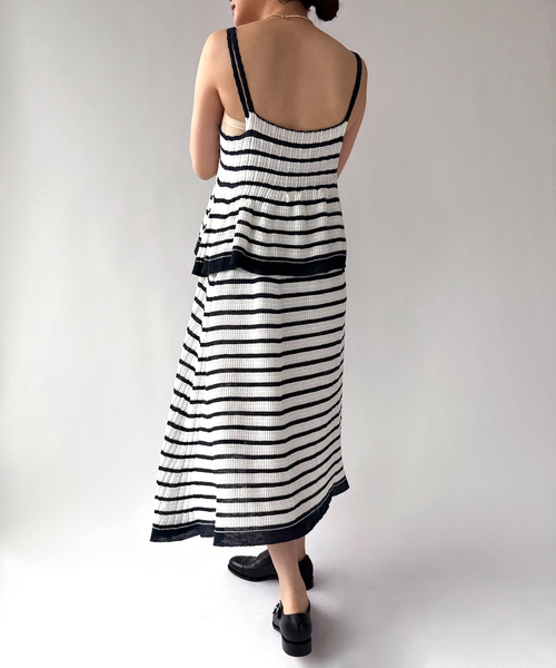 ワンピース 「ODAKHA / オダカ」asymmetry striped seemles dress | ODAKHA | 05