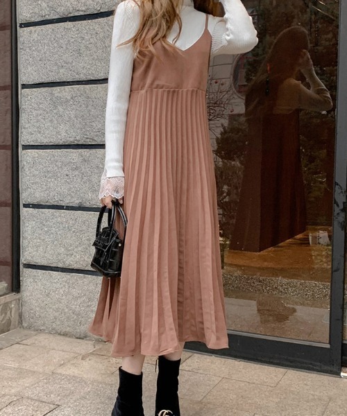 「COCOMOMO」 キャミソールワンピース X-LARGE ブラウン レディース_画像3