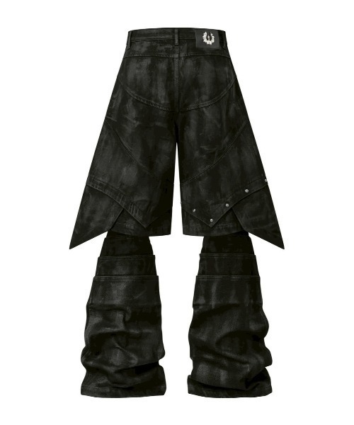 UNIZ ワイドパンツ ハーフパンツ ジーンズ 短パン 「UNIZ」Black 