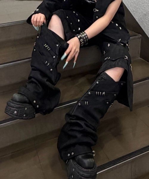 UNIZ ワイドパンツ ハーフパンツ ジーンズ 短パン 「UNIZ」Black