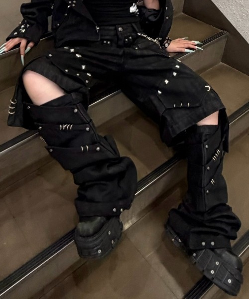 UNIZ ワイドパンツ ハーフパンツ ジーンズ 短パン 「UNIZ」Black