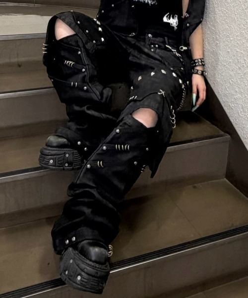 UNIZ ワイドパンツ ハーフパンツ ジーンズ 短パン 「UNIZ」Black