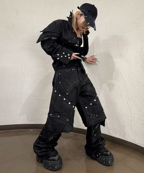 パンツ UNIZ Black Dragon Short Pants opium UNIZ ワイドパンツ ハーフパンツ ジーンズ 短パン 「UNIZ」Black