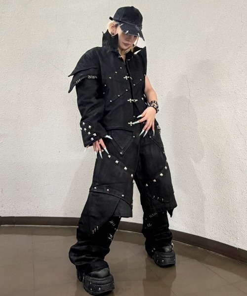 UNIZ ワイドパンツ ハーフパンツ ジーンズ 短パン 「UNIZ」Black