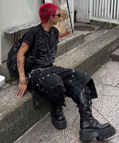 パンツ UNIZ Black Dragon Short Pants opium UNIZ ワイドパンツ ハーフパンツ ジーンズ 短パン 「UNIZ」Black