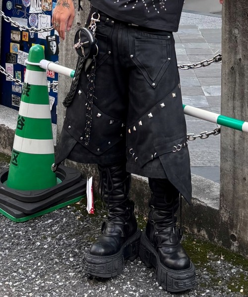 UNIZ ワイドパンツ ハーフパンツ ジーンズ 短パン 「UNIZ」Black
