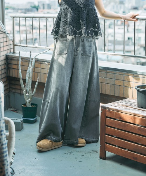ワイドデニムパンツdrop2000様 niko and…（ニコアンド） ワイドパンツ ジーンズ デニム デニムパンツ