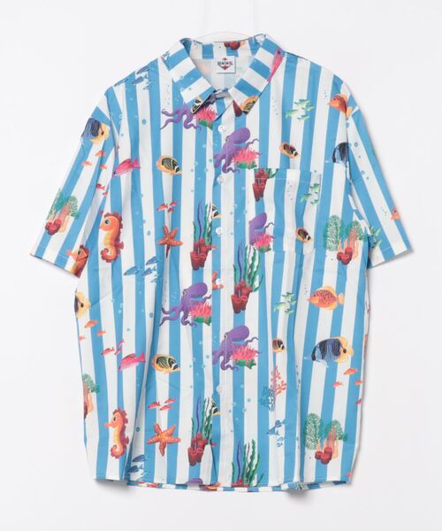 シャツ HOOK- レトロ調 古着風総柄ビッグオーバーシャツ (LR) メンズ