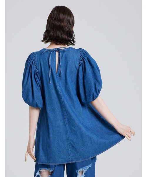 ドレス Puff sleeve denim dress_6
