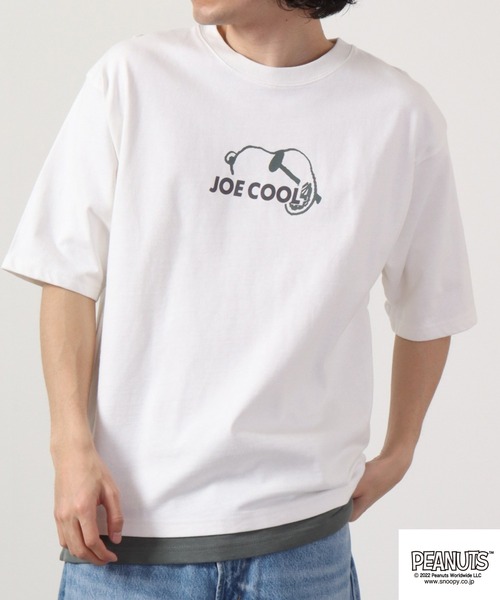 PEANUTS tシャツ スヌーピー ドロップショルダー フェイク
