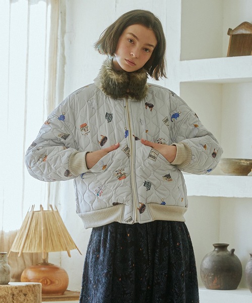 bedsidedrama キルティングブルゾン　ブラック bedsidedrama ジャケット ブルゾン Barn Antique Quilting