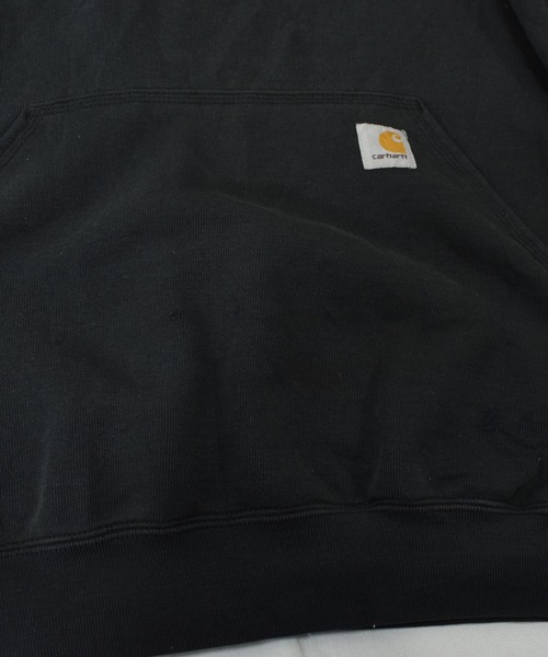 人気 カーハート スウェット パーカー L ブラック ロゴ 袖プリント 古着 Carhartt パーカー 「ヴィンテージ古着」Carhartt / カーハート