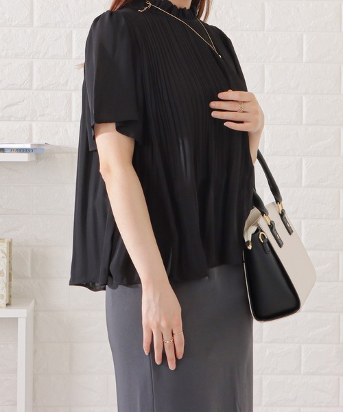 Lace Ladies ブラウス シャツ フリルプチハイプリーツ半袖