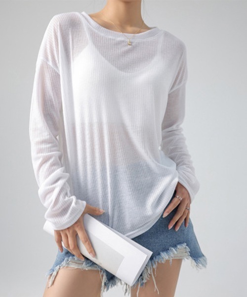 tシャツ シアーロングスリーブトップス レディース : ZOZOTOWN