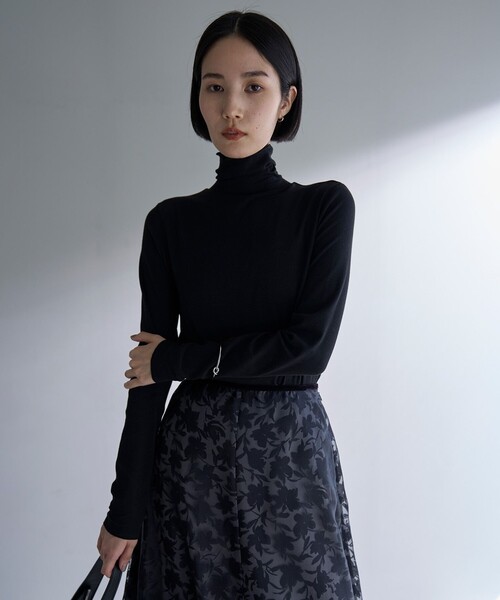 tシャツ 「新色追加/洗える」コットンカシミヤ タートルネックカットソー レディース UNFILO tシャツ 「新色追加/洗える」コットンカシミヤ