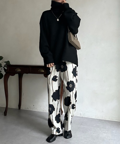 DouDou パンツ 「WEB限定」 フラワー柄パンツ レディース