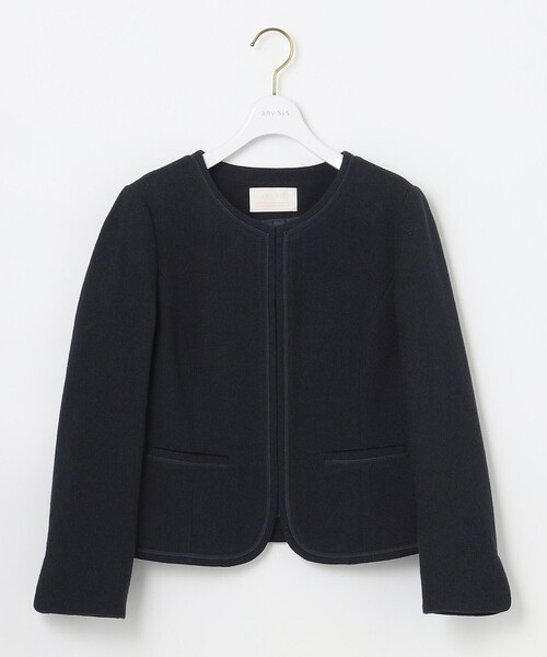 新品　エニィスィス　ミニライトボーダー ジャケット　グレー　サイズ2 ANY SIS（エニィスィス） ジャケット ノーカラージャケット ミニライト