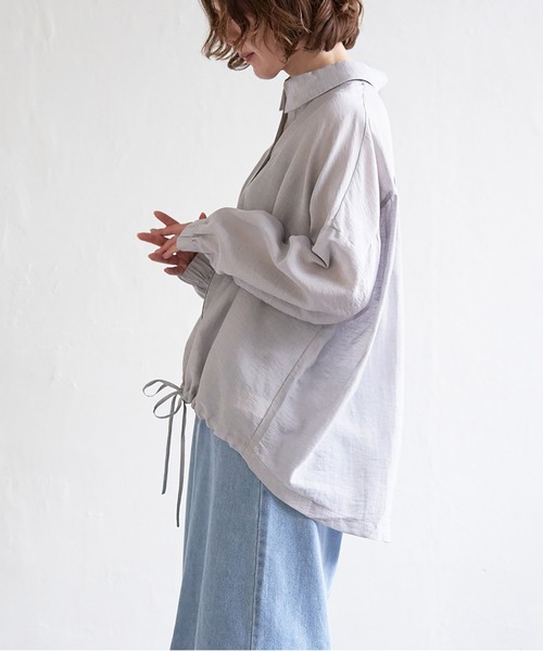 ブラウス シャツ 裾ドロストフレンチシアーシャツ レディース notch.（ファッション） ブラウス シャツ 裾ドロストシャツ