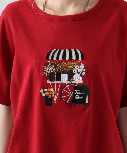 Emago tシャツ EMAGO フラワーショップ刺繍ドルマンTシャツ
