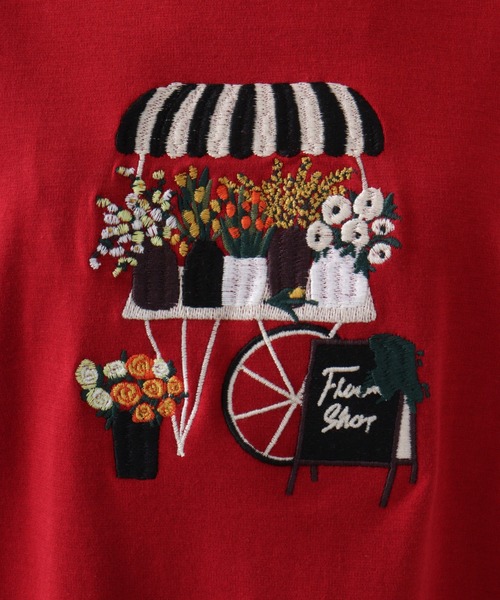 Emago tシャツ EMAGO フラワーショップ刺繍ドルマンTシャツ