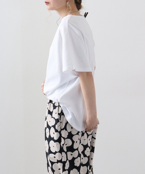 tシャツ EMAGO 裾ギャザー植木刺繍ドルマンＴ レディース EMAGO 裾植物刺繍Tシャツ（Tシャツ/カットソー）｜Emago（イマゴ