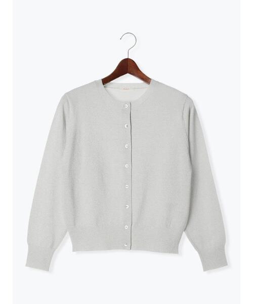 カーディガン 14G強撚綿メタル釦クルーカーデ レディース : 84603128  
